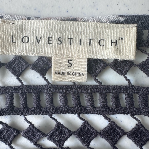 LOVE STITCH  Bohemian Gray Floral Long sleeve Mini Dress Lace Size Small - Picture 9 of 9